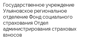 Государственное учреждение Ульяновское региональное отделение Фонд социального страхования Отдел администрирования страховых взносов