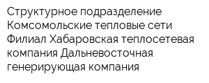 Структурное подразделение Комсомольские тепловые сети Филиал Хабаровская теплосетевая компания Дальневосточная генерирующая компания