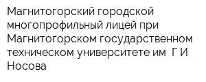 Магнитогорский городской многопрофильный лицей при Магнитогорском государственном техническом университете им ГИ Носова