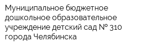 Муниципальное бюджетное дошкольное образовательное учреждение детский сад   310 города Челябинска