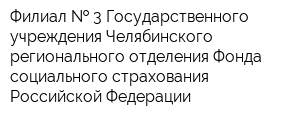 Филиал   3 Государственного учреждения Челябинского регионального отделения Фонда социального страхования Российской Федерации