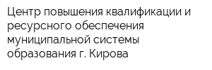 Центр повышения квалификации и ресурсного обеспечения муниципальной системы образования г Кирова